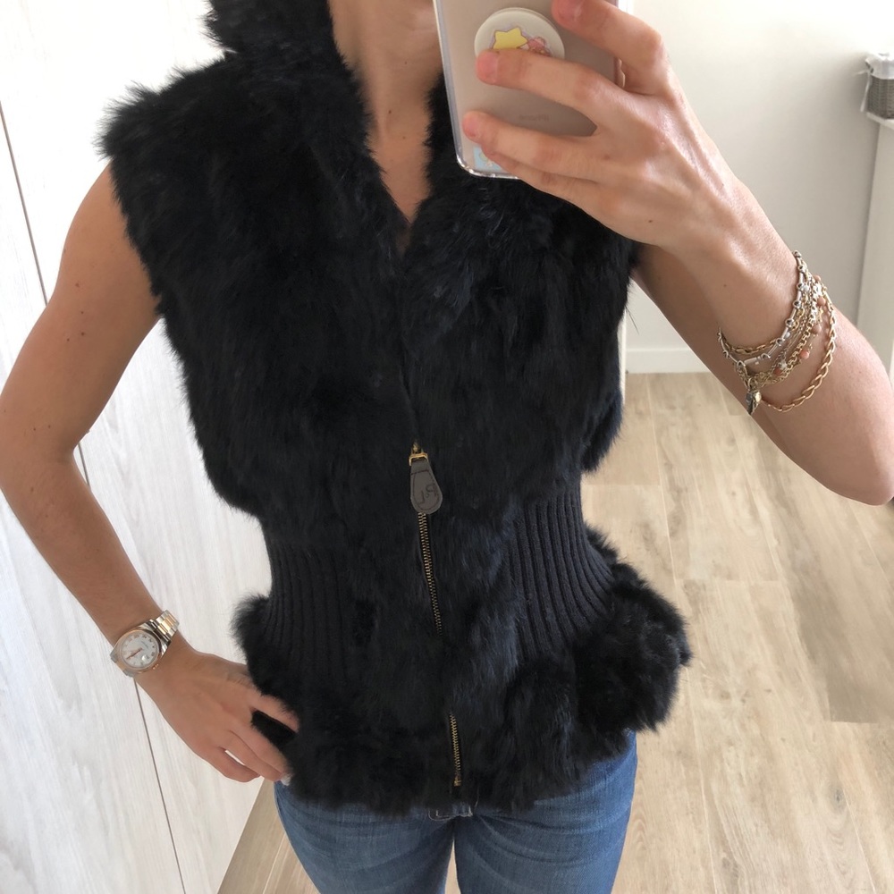 Italian Black rabbit fur vest.